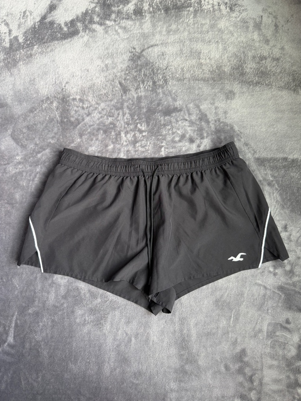 Hollister Black Athletic Running Shorts with White Logo